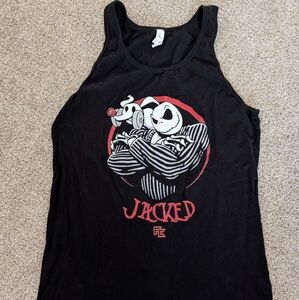 a.n.a Black Tank Top with Red and White Graphic